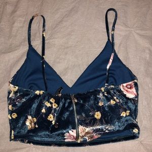Velvet floral crop top